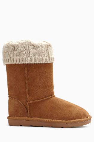 Knit Detail Pull-On Boots (Younger Girls)